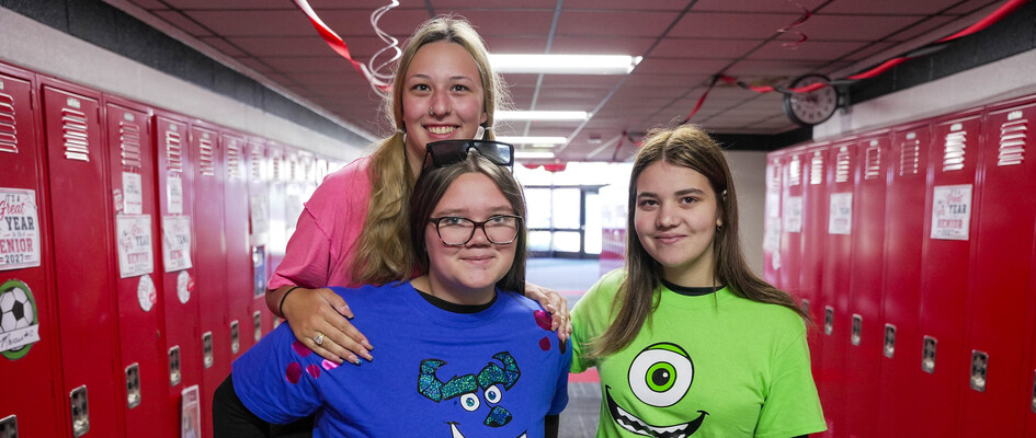 Students dressed up for "Color Day" during homecoming week.